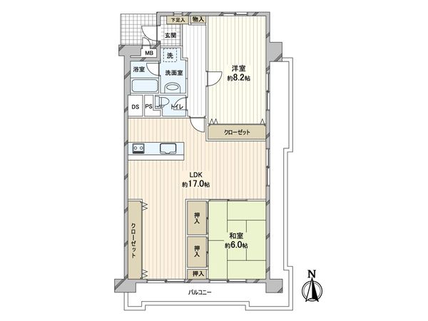平野加美グランドハイツ 2号棟 間取図(平面図) 間取図(平面図)