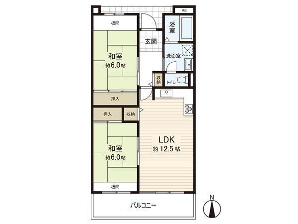 サンヴァリエ苅田 2号棟 間取図(平面図)