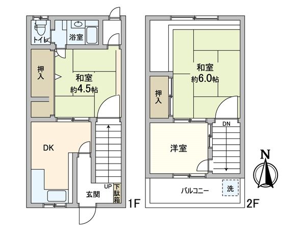 大阪府大阪市中央区森ノ宮中央1丁目連棟 間取図(平面図)