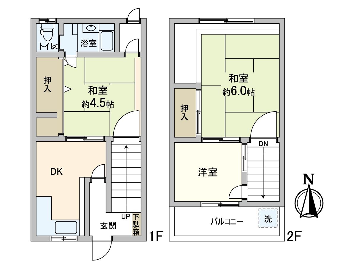 大阪府大阪市中央区森ノ宮中央1丁目連棟 間取図(平面図) 間取図(平面図)