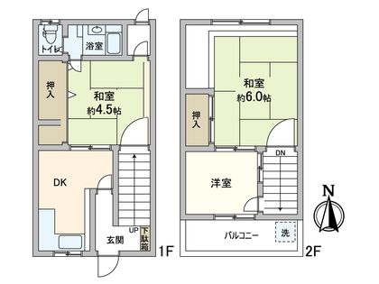 大阪府大阪市中央区森ノ宮中央1丁目連棟 間取図(平面図)