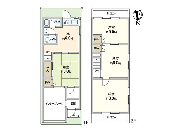 大阪市東成区中本三丁目 中古一戸建住宅 間取図(平面図)