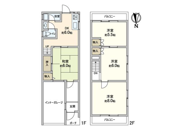 大阪市東成区中本三丁目 中古一戸建住宅 間取図(平面図)
