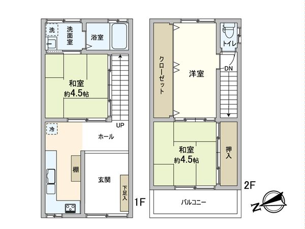 中央区瓦屋町戸建 間取図(平面図) 中央区瓦屋町戸建 間取図(平面図)
