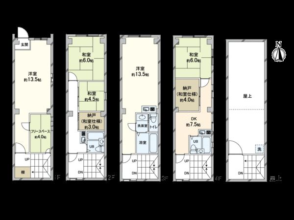 中央区瓦屋町二丁目戸建 間取図(平面図) 間取図(平面図)