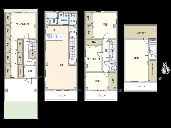 谷町四丁目 戸建 間取図(平面図) 谷町四丁目 戸建 間取図(平面図)