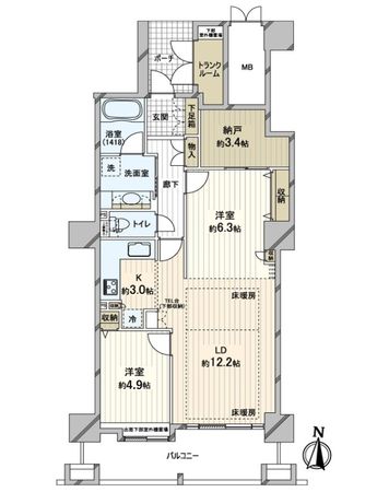 ジーニス大阪 WEST棟 間取図(平面図)