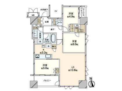 ブランズタワー谷町四丁目 間取図(平面図)