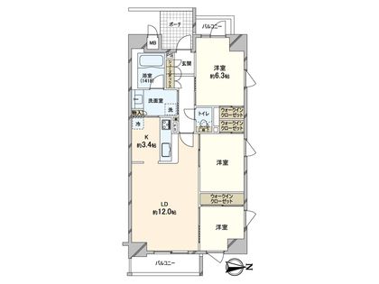 リビオライズID大手前西 間取図(平面図)