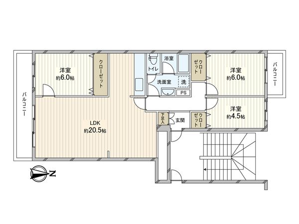 リバーサイドともぶち第1住宅 19号棟 間取図(平面図) リバーサイドともぶち第1住宅 19号棟 間取図(平面図)