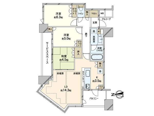 パークタワー北浜 間取図(平面図) パークタワー北浜 間取図(平面図)