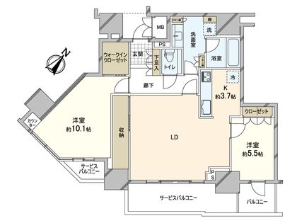 グランドメゾン上町台レジデンスタワー 間取図(平面図)