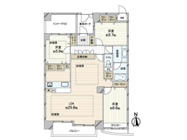 ペルル西長堀 間取図(平面図) ペルル西長堀 間取図(平面図)