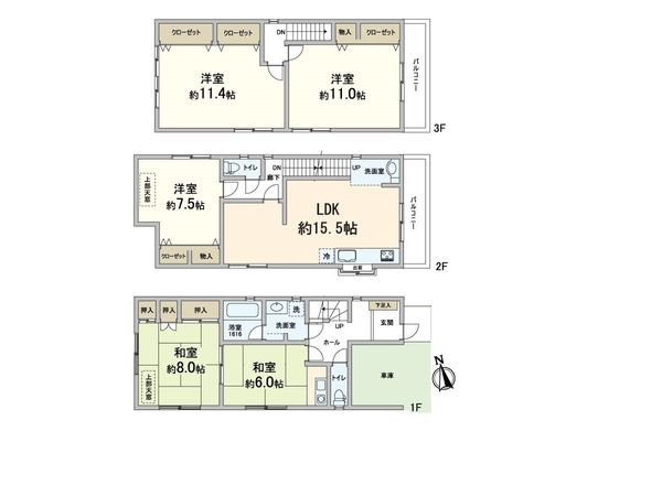 朝日が丘町 戸建 間取図(平面図)