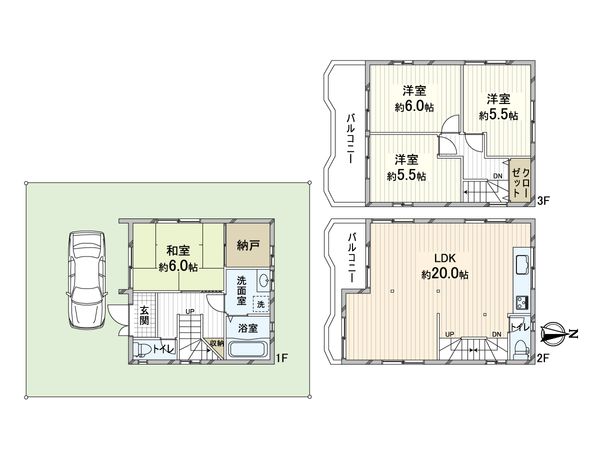 内本町3丁目 戸建 間取図(平面図)
