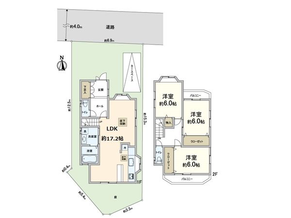 千里山月が丘 戸建 間取図(平面図) 千里山月が丘 戸建 間取図(平面図)