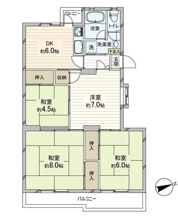 公社 A8棟 間取図(平面図) 公社 A8棟 間取図(平面図)