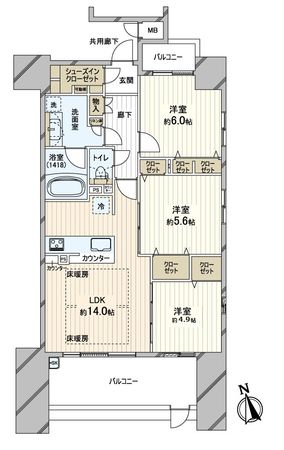 プレサンスロジェ緑地公園WEST 間取図(平面図) プレサンスロジェ緑地公園WEST 間取図(平面図)
