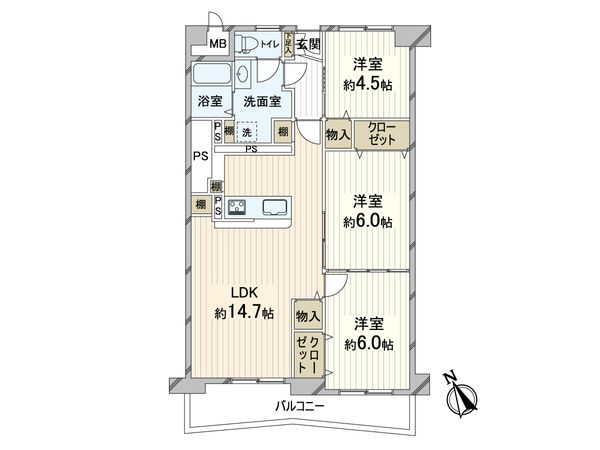 千里山田BC住宅 A5棟 間取図(平面図) 千里山田BC住宅 A5棟 間取図(平面図)