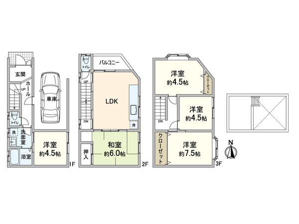 大阪市東淀川区上新庄2丁目 戸建 間取図(平面図) 大阪市東淀川区上新庄2丁目 戸建 間取図(平面図)