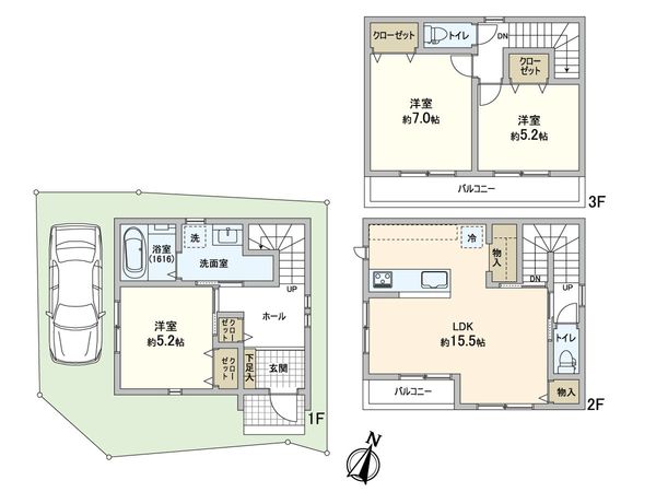 大阪市東淀川区上新庄3丁目 新築戸建 間取図(平面図)