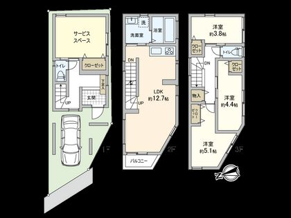 淀川区木川西2丁目 新築戸建 間取図(平面図)