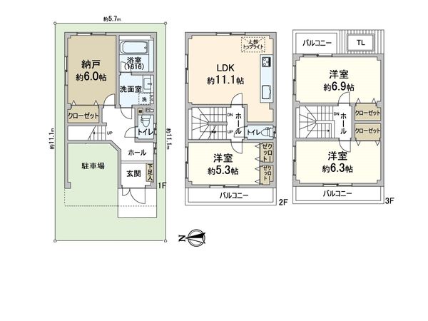 淀川区三津屋中2丁目 戸建 間取図(平面図)