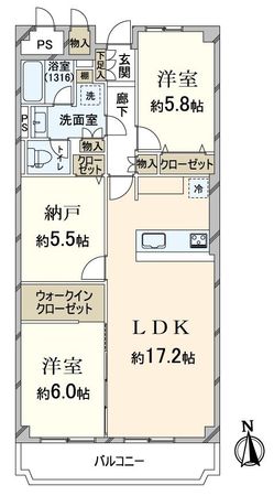 ローレルハイツ北天満 1号棟 間取図(平面図) ローレルハイツ北天満 1号棟 間取図(平面図)