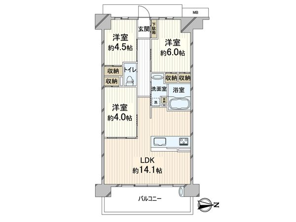 プレサンスレジェンド上新庄 間取図(平面図) 間取図(平面図)