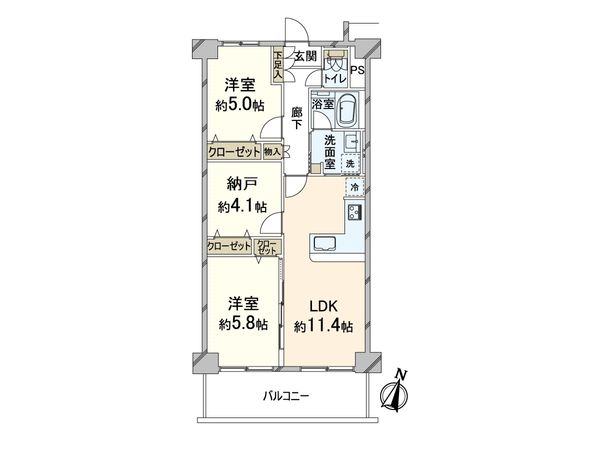 レックスタウン新高 1号館 間取図(平面図) 間取図(平面図)