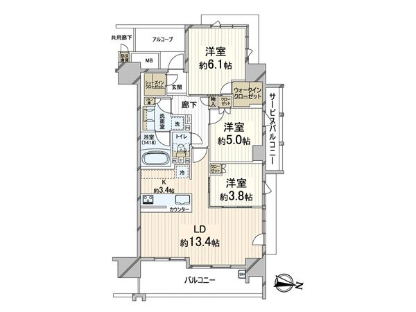 シエリア梅田豊崎 間取図(平面図) 間取図(平面図)