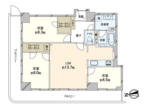 キングマンション天神橋Ⅱ 間取図(平面図) 間取図(平面図)