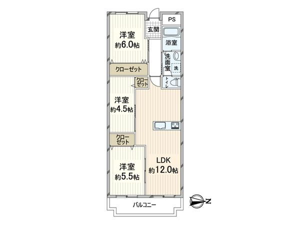 ローレルハイツ北天満 2号棟 間取図(平面図) ローレルハイツ北天満 2号棟 間取図(平面図)