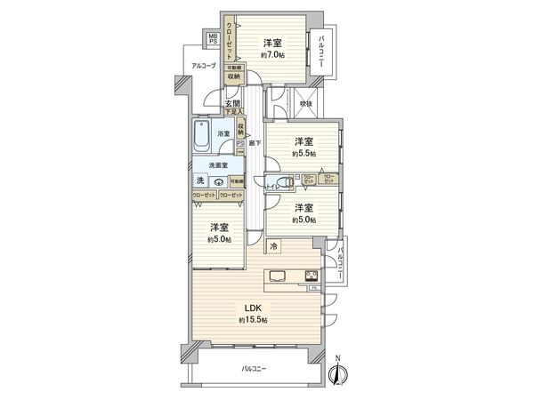 ザ・ガーデネスクシティ コムズ館 間取図(平面図) 間取図(平面図)