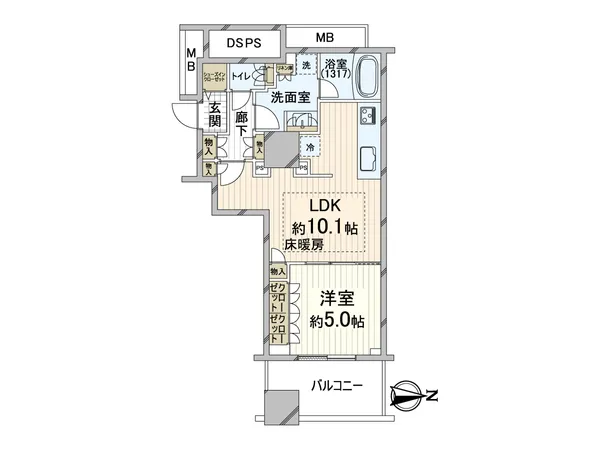 １ＬＤＫ／４０・７３平米の間取りでございます。
