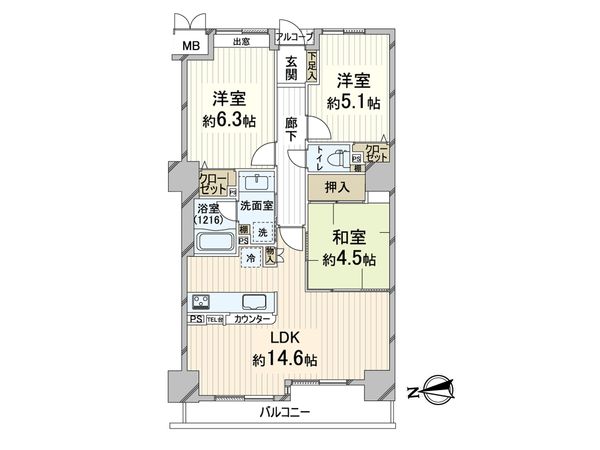 ファミールKOUZTOWER 間取図(平面図)