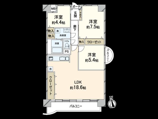 メロディーハイム法円坂 間取図(平面図) メロディーハイム法円坂 間取図(平面図)