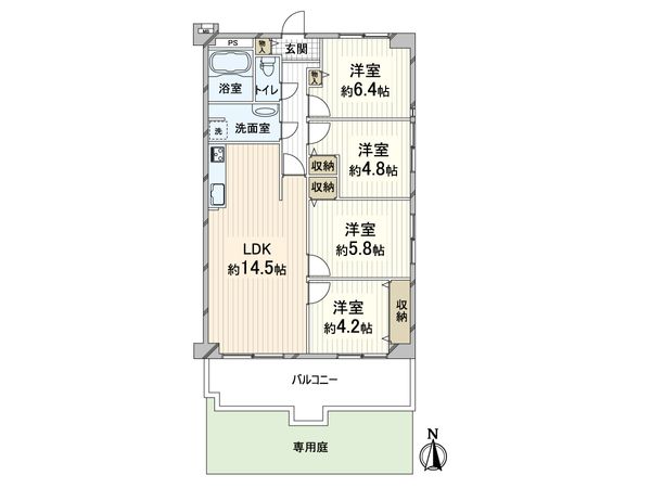 レックスタウン新高 1号館 間取図(平面図) レックスタウン新高 1号館 間取図(平面図)
