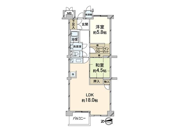 新北野第2コーポ 西棟 間取図(平面図)