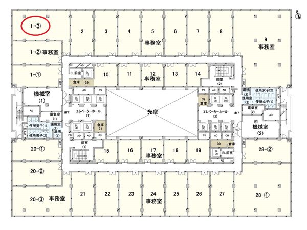 大阪駅前第2ビル 事務所 間取図(平面図) 大阪駅前第2ビル 事務所 間取図(平面図)