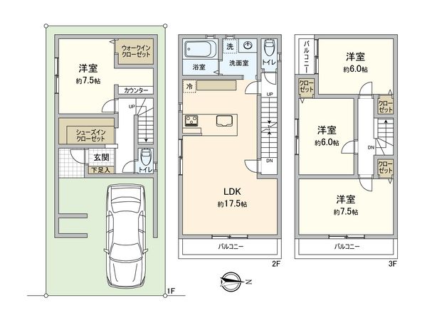 鶴見区中茶屋1丁目 新築 間取図(平面図) 鶴見区中茶屋1丁目 新築 間取図(平面図)