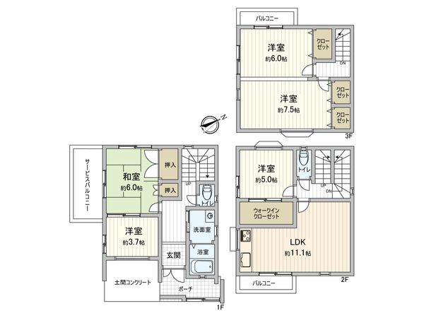 大東市錦町 戸建 間取図(平面図) 大東市錦町 戸建 間取図(平面図)