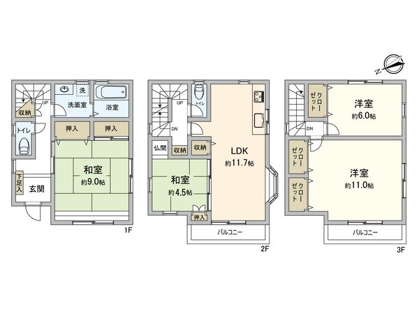 鶴見区諸口2丁目 戸建 間取図(平面図)