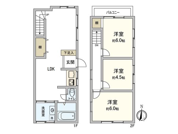 鶴見区緑一丁目 戸建 間取図(平面図)