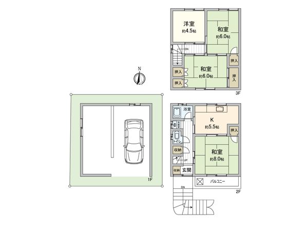 大東市幸町 テラスハウス 間取図(平面図) 大東市幸町 テラスハウス 間取図(平面図)