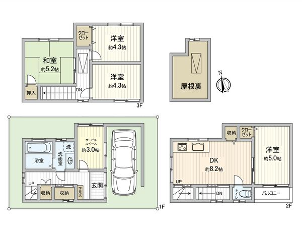 城東区東中浜2丁目 戸建 間取図(平面図) 城東区東中浜2丁目 戸建 間取図(平面図)
