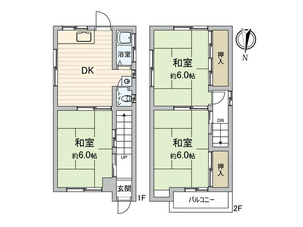 大阪市鶴見区諸口4丁目 戸建て 間取図(平面図) 大阪市鶴見区諸口4丁目 戸建て 間取図(平面図)