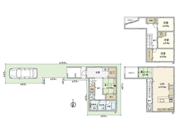 大東市幸町 戸建て 2号地 間取図(平面図)