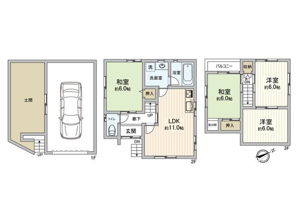 大阪市鶴見区徳庵1丁目 戸建て 間取図(平面図) 大阪市鶴見区徳庵1丁目 戸建て 間取図(平面図)