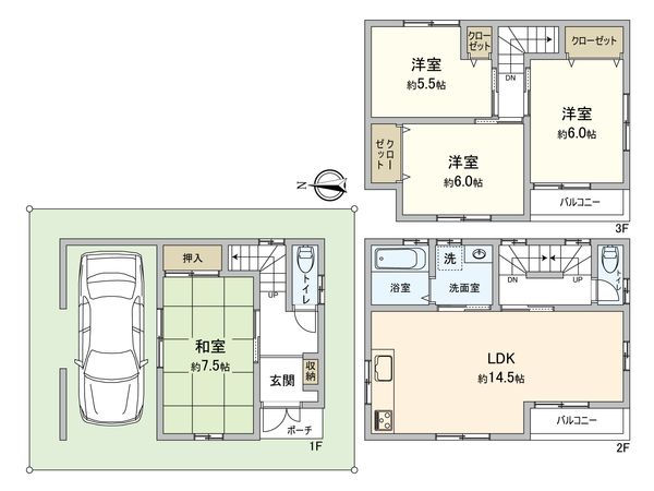 大阪市鶴見区浜2丁目 戸建 間取図(平面図) 大阪市鶴見区浜2丁目 戸建 間取図(平面図)